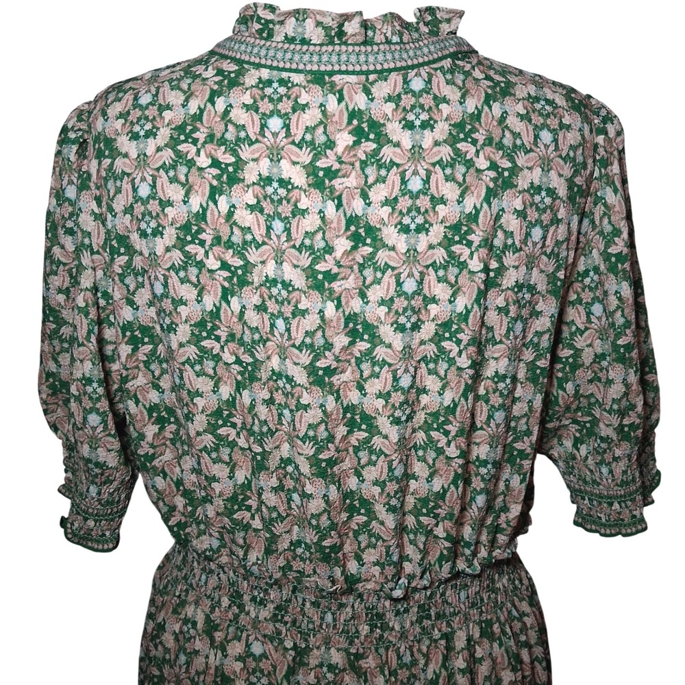 NWT Max Studio London Green Floral Smocked Tiered Maxi Dress 1X Boho Feminine - Picture 6 of 15